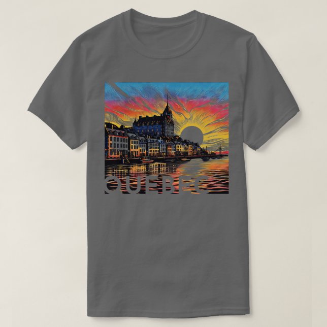 Quebec Stadt Kanada Sonnenuntergang Szene TShirt (Design vorne)