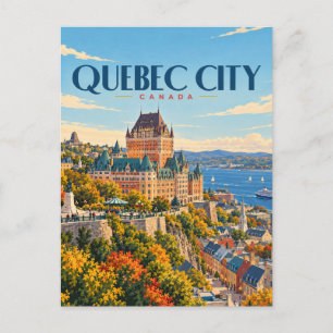Québec Stadt Kanada Vintage Reise Kunst Postkarte