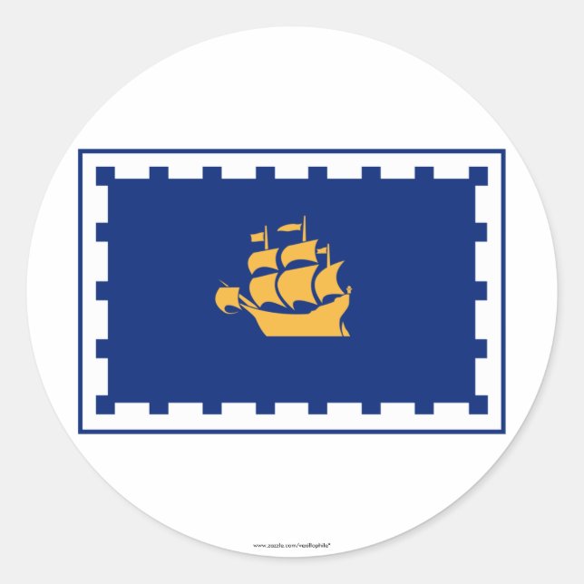 Québec-Stadtflagge Runder Aufkleber (Vorderseite)