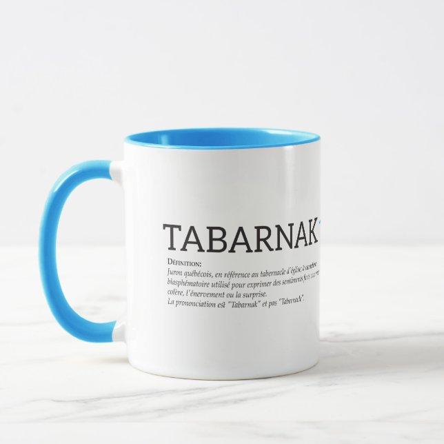 Québec Tabarnak Juron Joual Humor Français Tasse (Links)