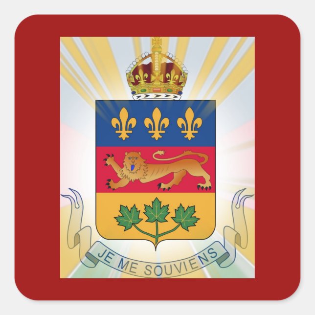 Quebec-Wappen Quadratischer Aufkleber (Vorderseite)