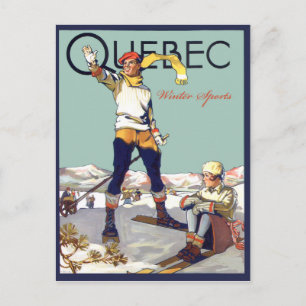 Quebec, Wintersport in Kanada, Paar auf Ski Postkarte