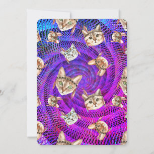 Quebecois Birthday Hippie Katzenköpfe psychedelisc Feiertagskarte
