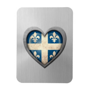 Quebecois Herz-Flaggen-Edelstahl-Effekt Magnet
