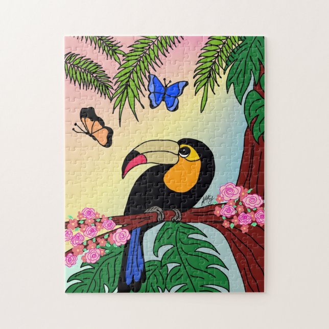 Quebra-Cabeça Tucano e borboletas Puzzle (Vertikal)
