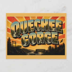 Quechee Gorge VT Tiefe Schlucht Fluss Wald Kunst Postkarte