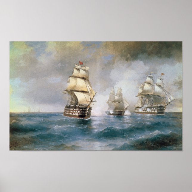 Quecksilber, das von zwei türkischen Schiffen ange Poster (Vorne)