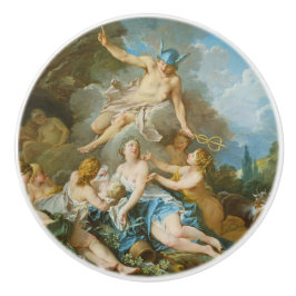 Quecksilber, der den Säugling Baccus an die Nymphe Keramikknauf