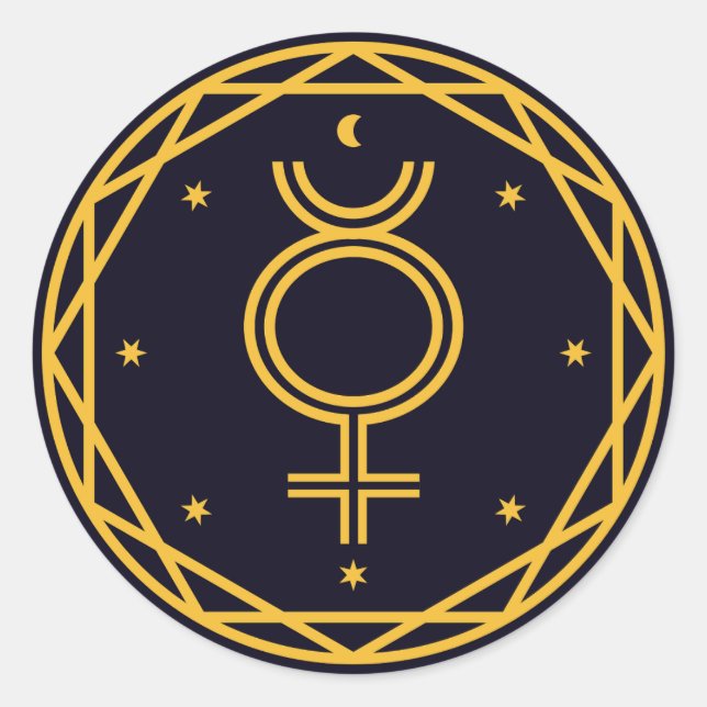 Quecksilber Occultic Celestial Party Runder Aufkleber (Vorderseite)