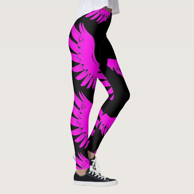 Quecksilberrosa und schwarz Streifen athletisch Leggings (Rechts)