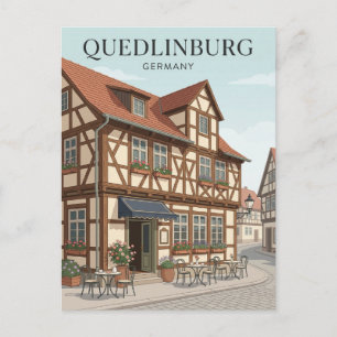 Quedlinburg Altstadt Café-Fassade Deutschland Postkarte