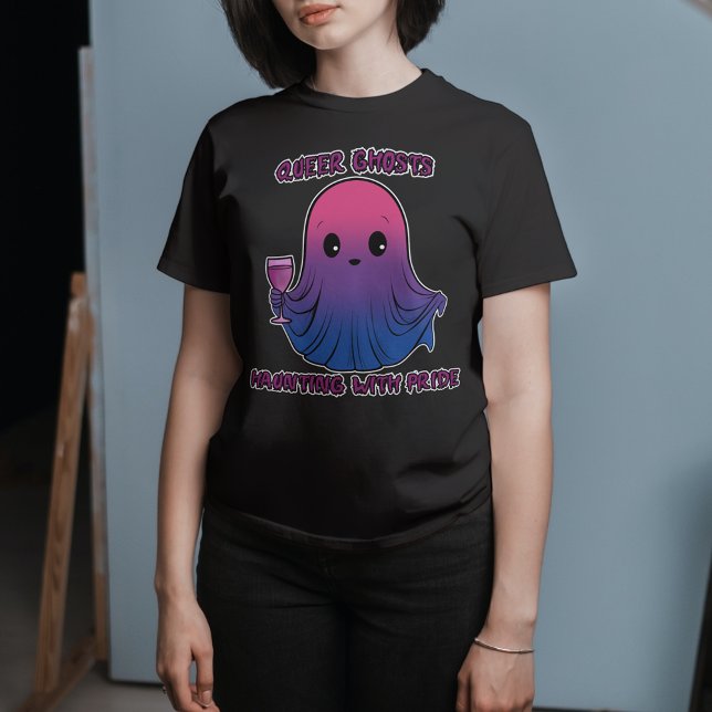 Quee Geister, Geist in Bisexuellen Flag-Farben T-Shirt (Von Creator hochgeladen)