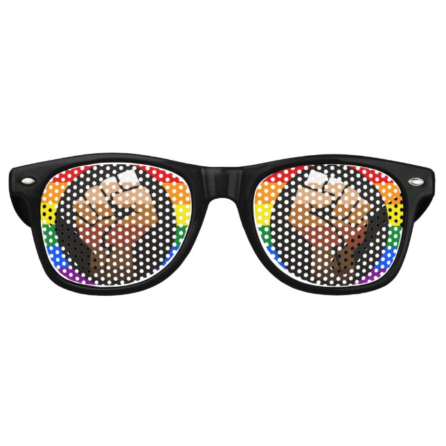 Quee Leute mit farbenfroher Flag-Sonnenbrille Partybrille (Vorderseite)