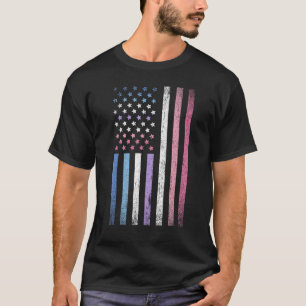 Quee US-Flagge Bi Gender Flag Gay Pride Monat GB T-Shirt