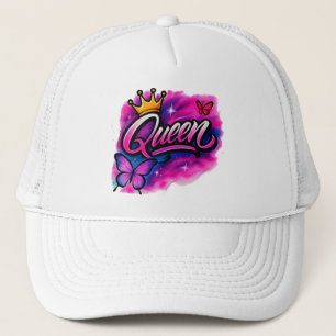Queen Airbrush Graffiti Krone & Schmetterlingshut Truckerkappe