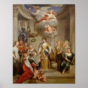 Queen Anne presenting plans of Blenheim military Poster