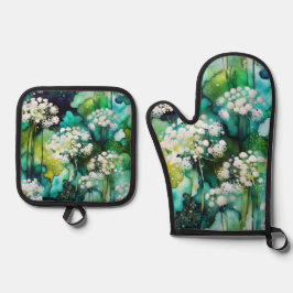 Queen Anne's Lace Abstrakt Ofenhandschuh & Topflappen-Set