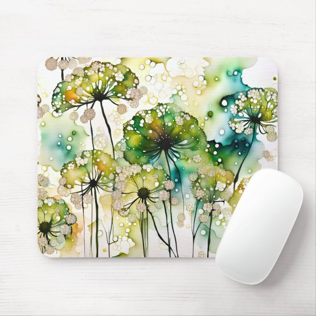 Queen Anne's Lace and Bubbles Abstrakt Mousepad (Mit Mouse)