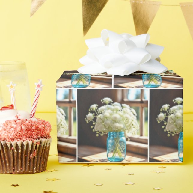 Queen Anne's Lace Bouquet in Window Geschenkpapier (Geburtstagsparty)