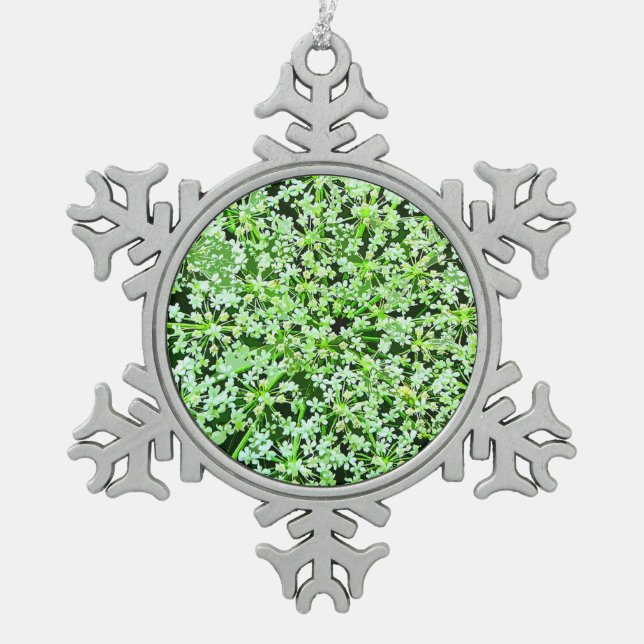 Queen Annes Lace Schneeflocken Zinn-Ornament (Vorderseite)