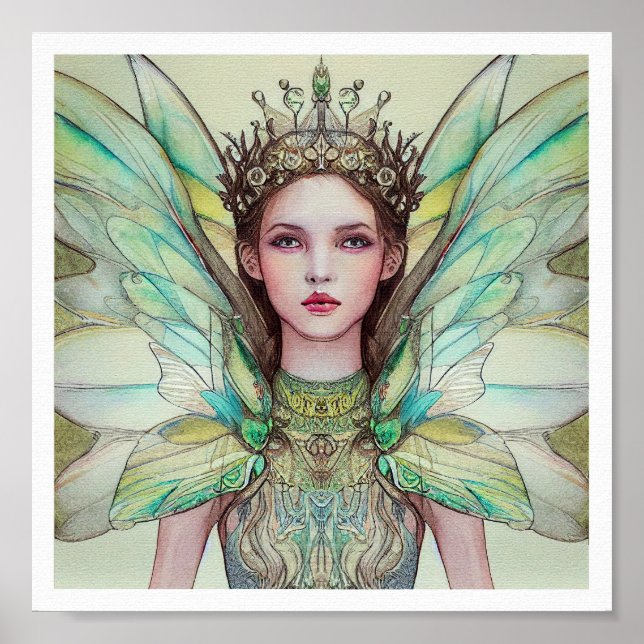 Queen Aoife - Fairy Watercolor Malerei Poster (Vorne)