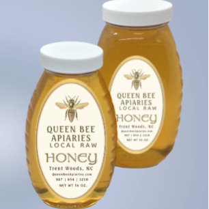 Queen Bee 32 oz Queenline Jar Honey Label Gold Ovaler Aufkleber