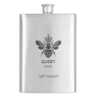 Queen Bee "Bleibe Buzzed" Edelstahl Flachmann