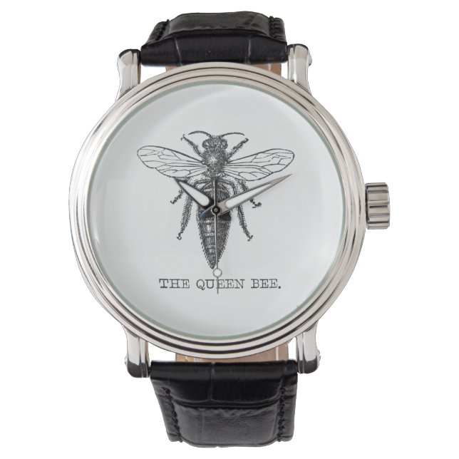 Queen Bee Bug Insect Antike Illustration Armbanduhr (Vorderseite)