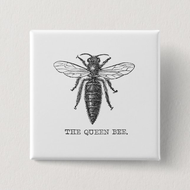 Queen Bee Bug Insect Antike Illustration Button (Vorderseite)