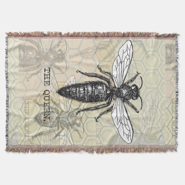 Queen Bee Bug Insect Antike Illustration Decke (Vorderseite)