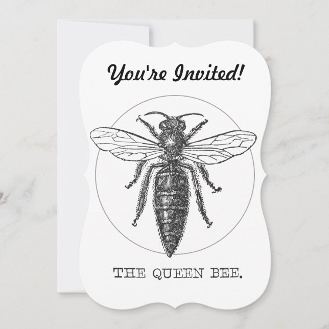 Queen Bee Bug Insect Antike Illustration Einladung (Vorderseite)
