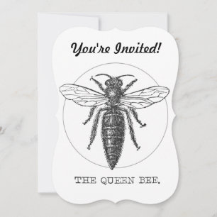 Queen Bee Bug Insect Antike Illustration Einladung