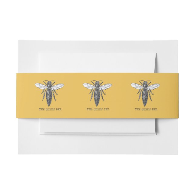 Queen Bee Bug Insect Antike Illustration Einladungsbanderole (Vorderseite Beispiel)