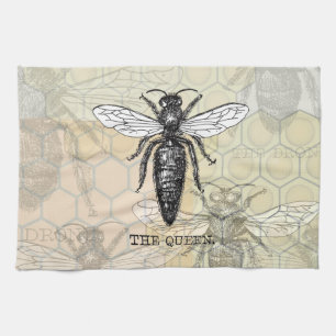 Queen Bee Bug Insect Antike Illustration Geschirrtuch