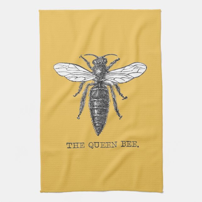 Queen Bee Bug Insect Antike Illustration Handtuch (Vertikal)