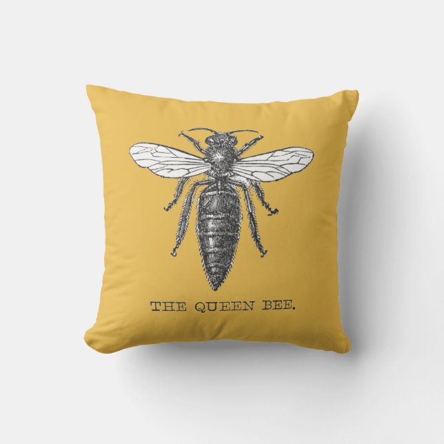Queen Bee Bug Insect Antike Illustration Kissen (Vorderseite)