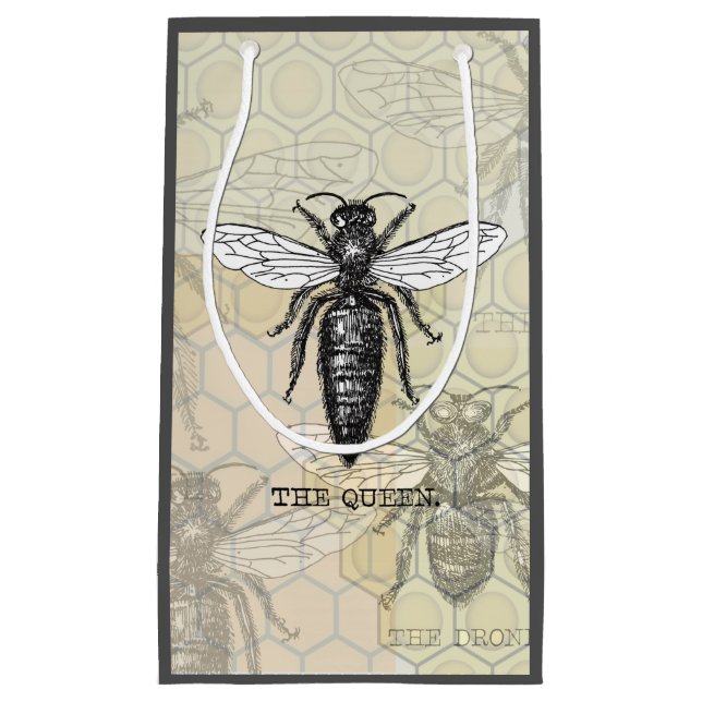 Queen Bee Bug Insect Antike Illustration Kleine Geschenktüte (Vorderseite)
