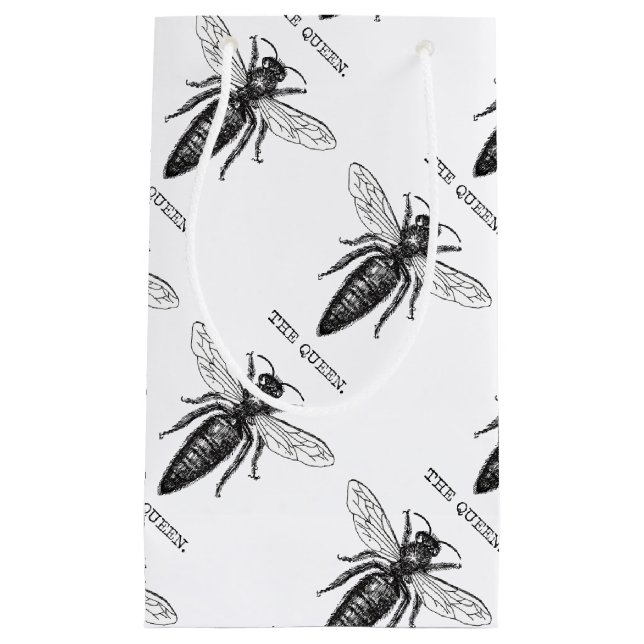 Queen Bee Bug Insect Antike Illustration Kleine Geschenktüte (Vorderseite)