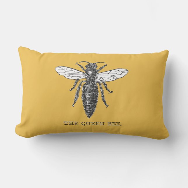 Queen Bee Bug Insect Antike Illustration Lendenkissen (Vorderseite)