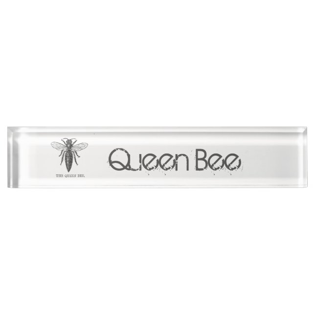 Queen Bee Bug Insect Antike Illustration Namensplakette (Vorderseite)