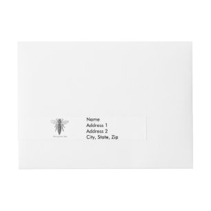 Queen Bee Bug Insect Antike Illustration Rundum-Adressaufkleber