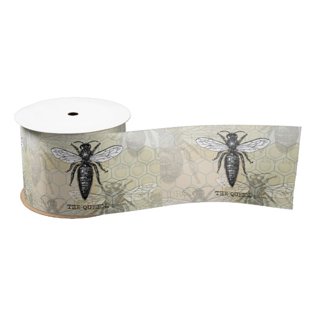 Queen Bee Bug Insect Antike Illustration Satinband (Spule)