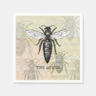 Queen Bee Bug Insect Antike Illustration Serviette