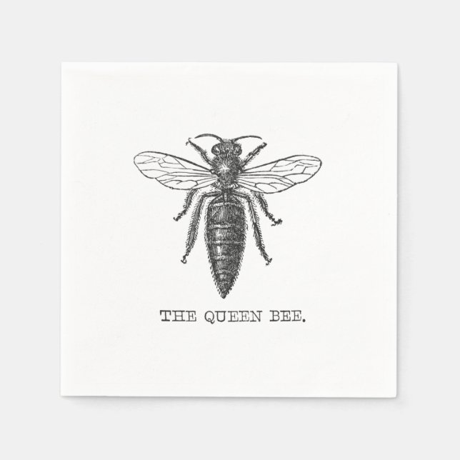 Queen Bee Bug Insect Antike Illustration Serviette (Vorderseite)