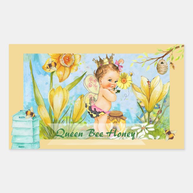 Queen Bee Canning Label Rechteckiger Aufkleber (Vorderseite)