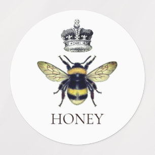 Queen Bee & Crown Weißer Honig Etiketten