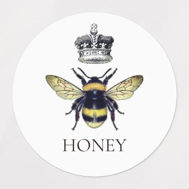 Queen Bee & Crown White Honey Etiketten (Design 1)