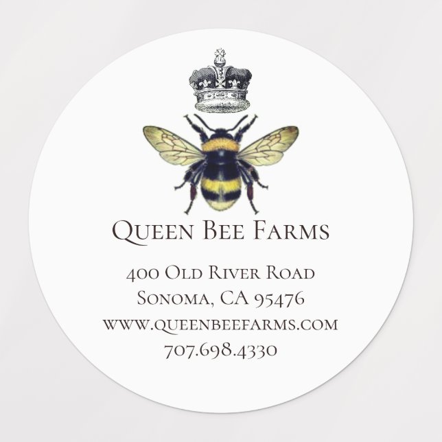 Queen Bee & Crown White Labels Etiketten (Design 1)