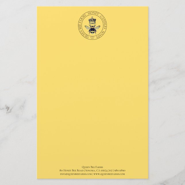 Queen Bee Farm Apiary Honey Business Letterhead Briefpapier (Vorderseite)