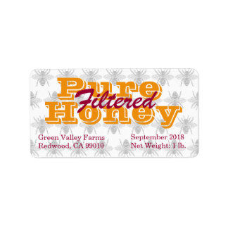 Queen Bee Filtered Honey Jar Bottling Adressaufkleber